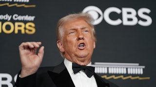 Donald Trump gestures while speaking at the Kennedy Center Honors