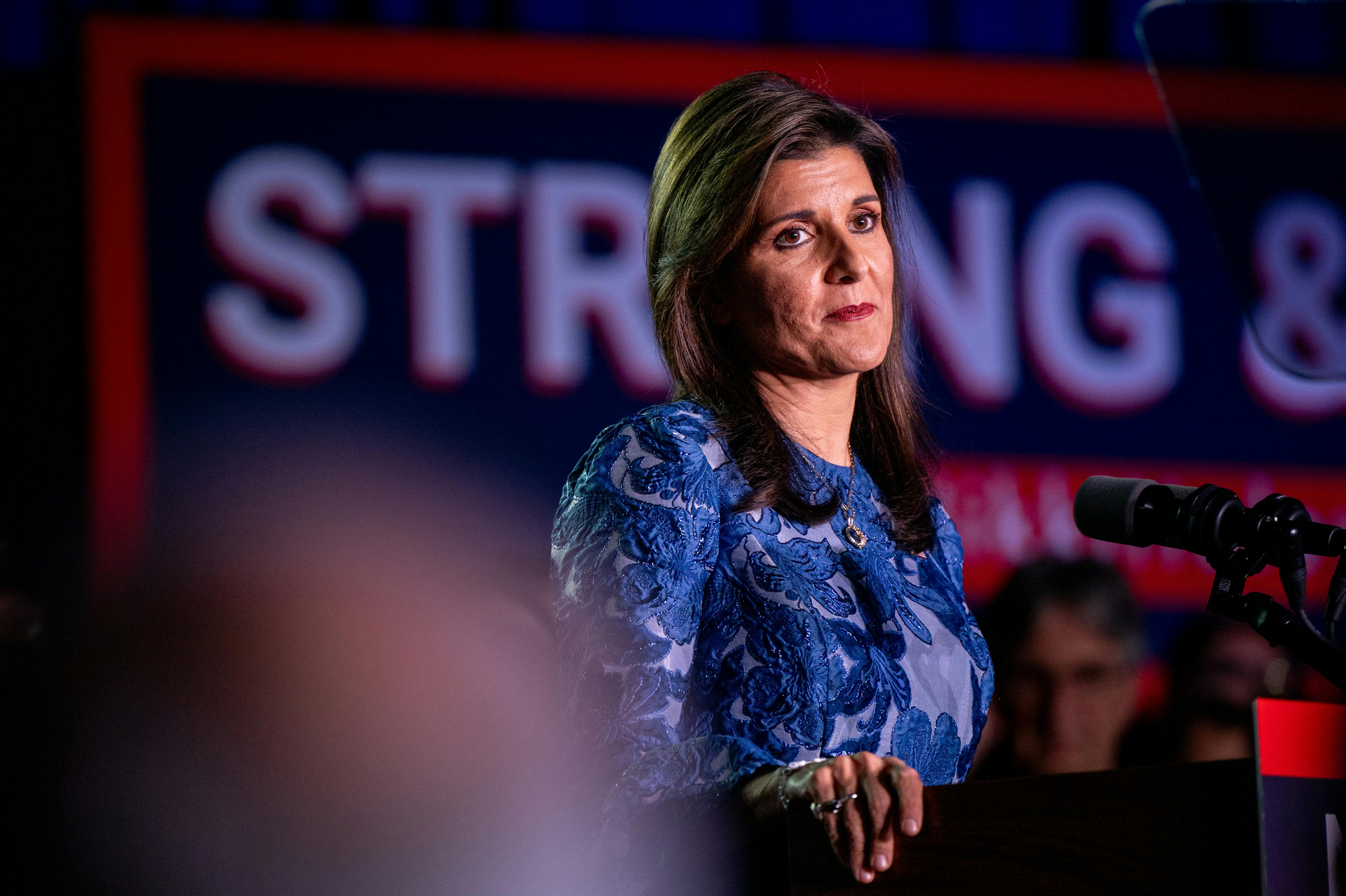 Nikki Haley delivers remarks at her primary-night rally 