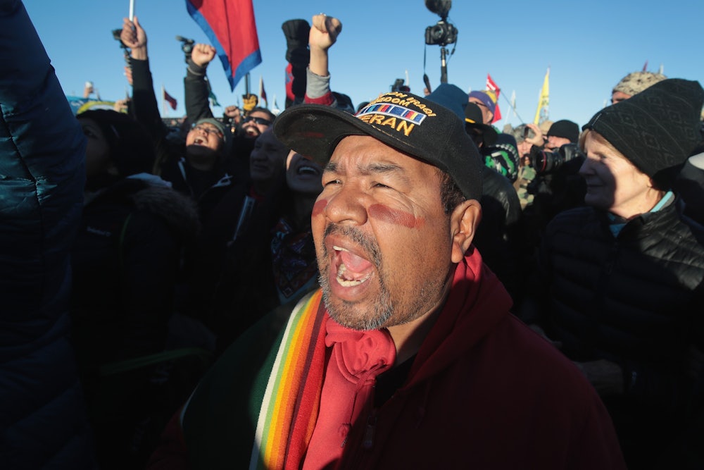 Activists protest the Dakota Access Pipeline in North Dakota in 2016.