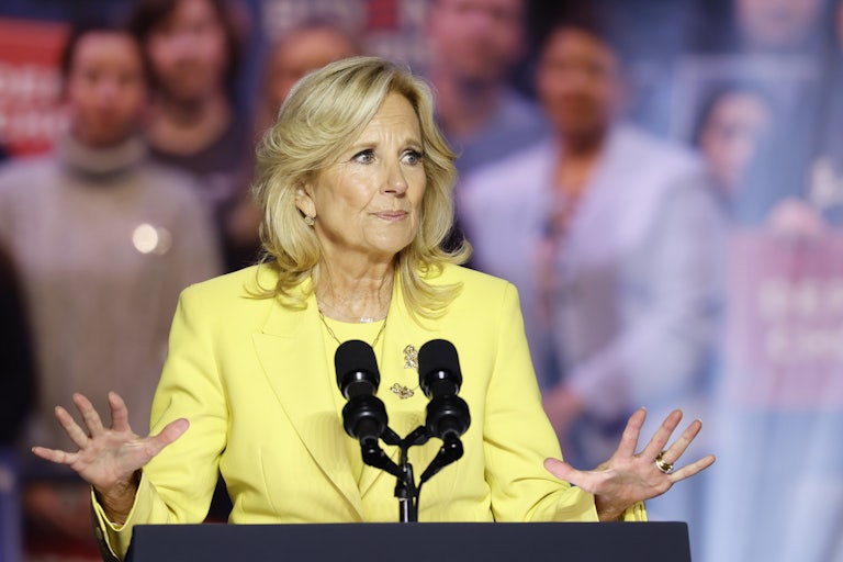 Jill Biden speaking at a podium