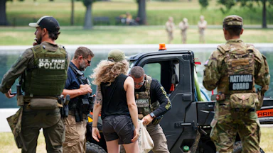On June 22, a U.S. Marshall officer searched the bag of a woman who was detained for dipping her hand into the Lincoln Memorial Reflecting Pool.