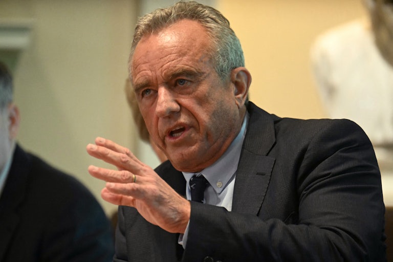 Robert F. Kennedy Jr. gestures while speaking during Donald Trump's Cabinet meeting