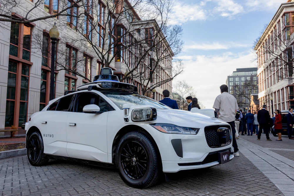 A Waymo autonomous taxi at the National Highway Traffic Safety Administration’s first National AV Safety Forum, held in Washington, D.C., in March.