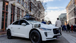 A Waymo autonomous taxi at the National Highway Traffic Safety Administration’s first National AV Safety Forum, held in Washington, D.C., in March.