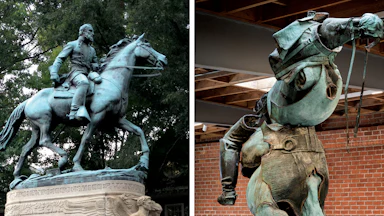 a statue of Confederate Gen. Stonewall Jackson and Kara Walker's Unmanned Drone