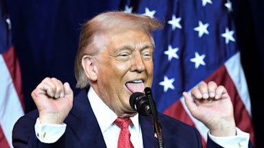 Trump speaks at the House Republican Party member retreat at the Kennedy Center