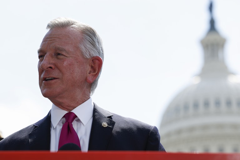 Tommy Tuberville speaks outside the Capitol