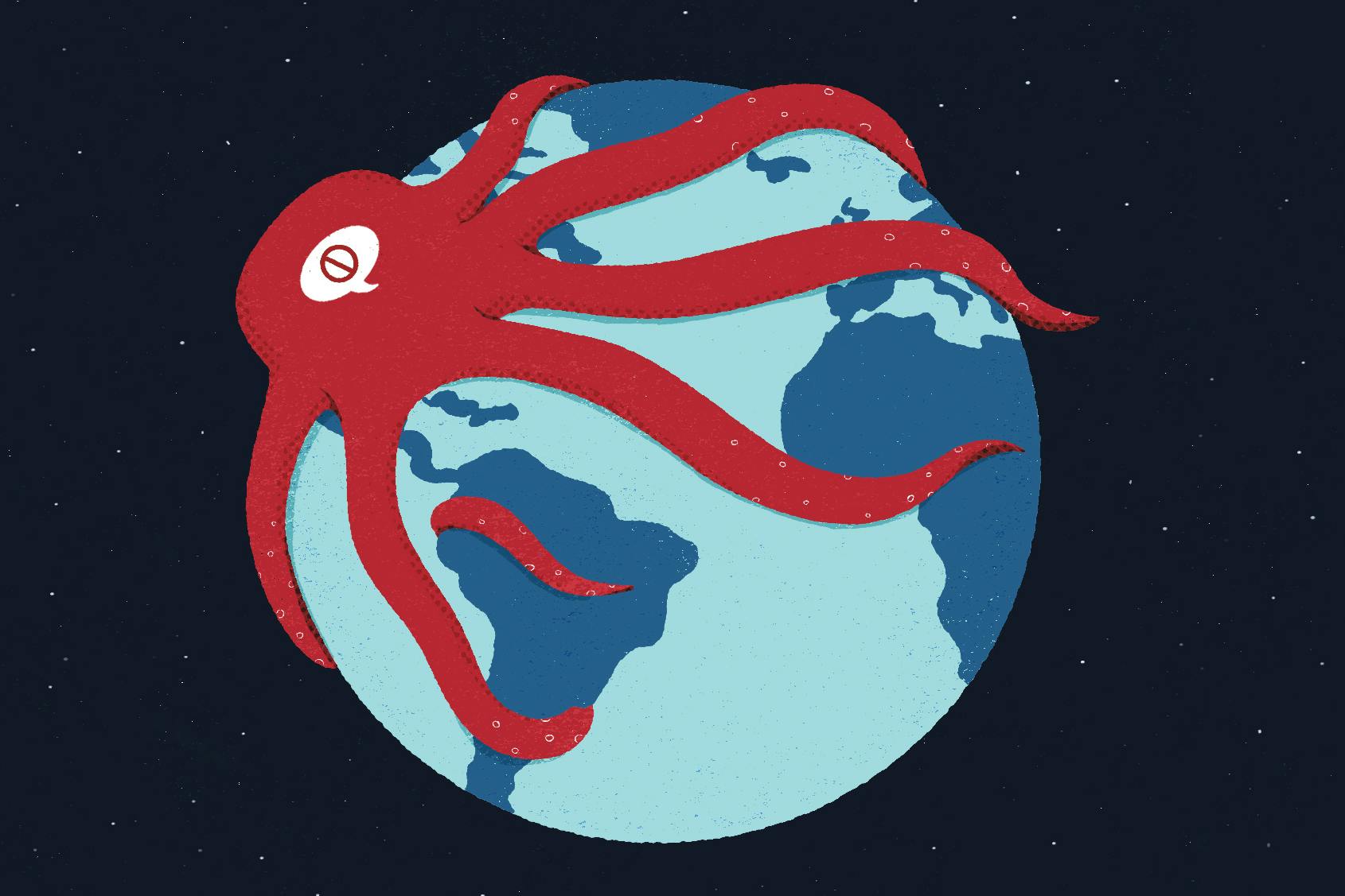 A giant squid representing American cancel culture fears spreading across the globe