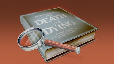Illustration of the cover of Elisabeth Kübler-Ross’s book “On Death and Dying”