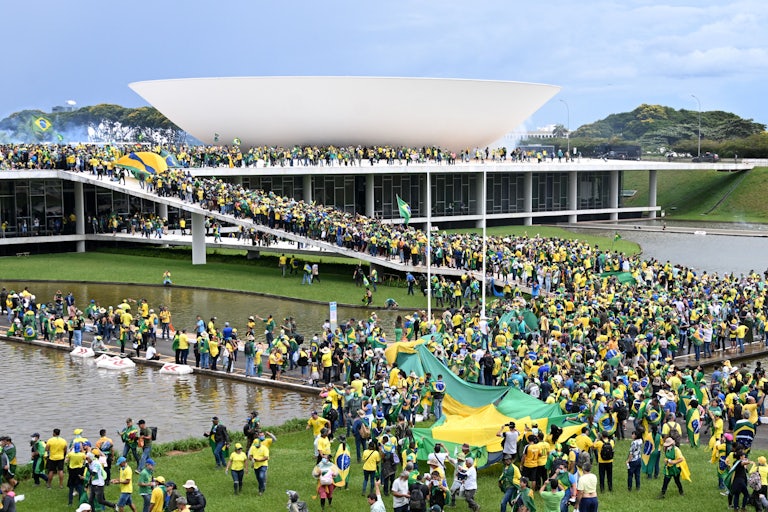 Bolsonaro supporters at the Esplanada dos Ministerios in Brasilia
