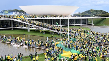 Bolsonaro supporters at the Esplanada dos Ministerios in Brasilia
