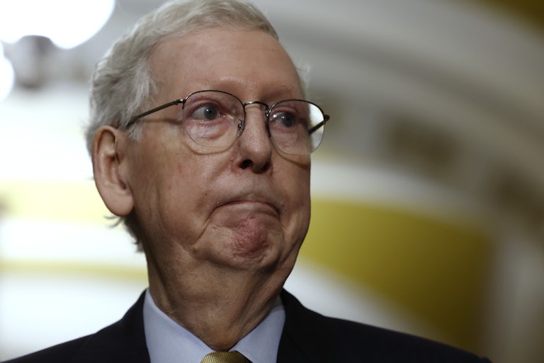 Senator Mitch McConnell makes a weird frowning face