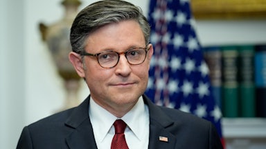 House Speaker Mike Johnson attends an event at the White House