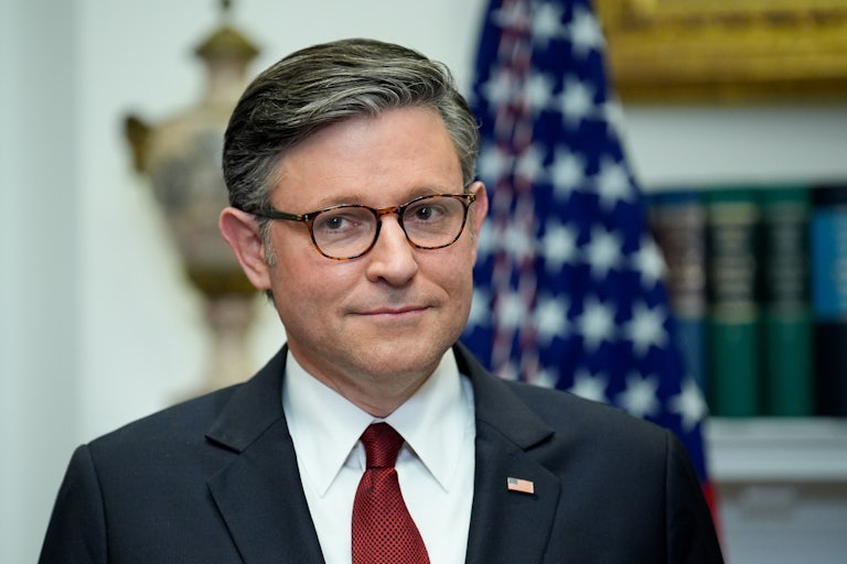 House Speaker Mike Johnson attends an event at the White House
