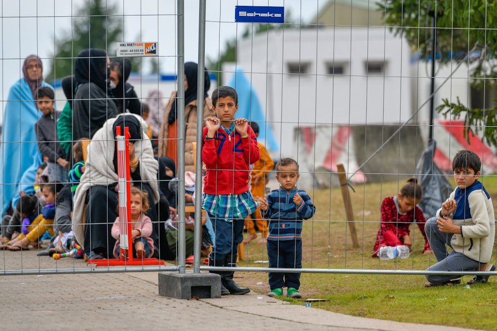 Afghan refugees at a U.S. Army base