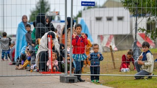 Afghan refugees at a U.S. Army base
