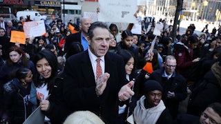 Former New York Governor Andrew Cuomo joins New York City students marking the one month anniversary of the mass shooting in Parkland, Florida to demand an end to gun violence.