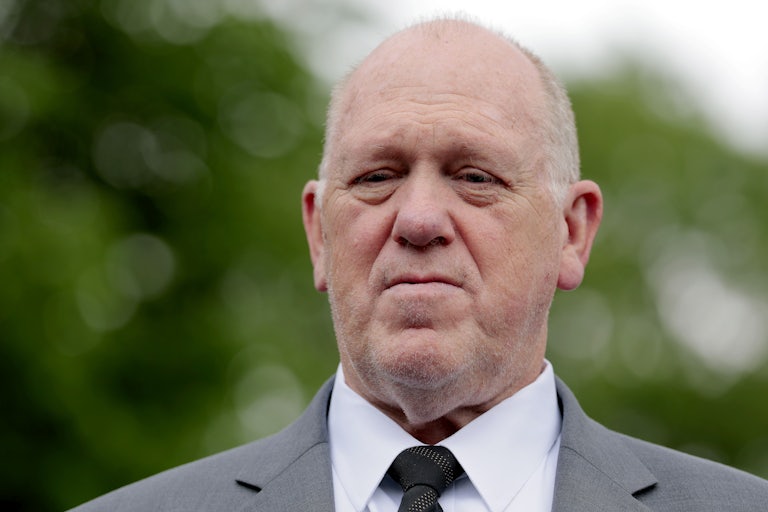 ICE Director Tom Homan addresses reporters outside the White House