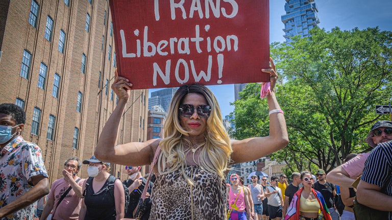 A participant in the Queer Liberation March in New York City on June 26