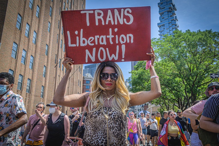 A participant in the Queer Liberation March in New York City on June 26