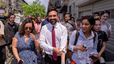 Zohran Mamdani during a campaign event