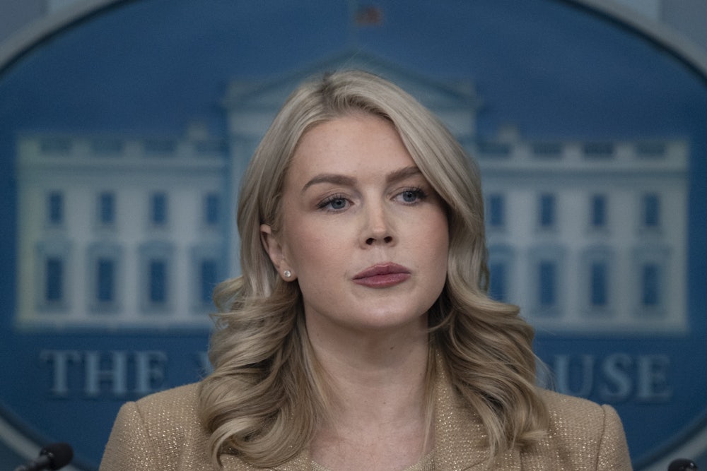 White House press secretary Karoline Leavitt looks irked