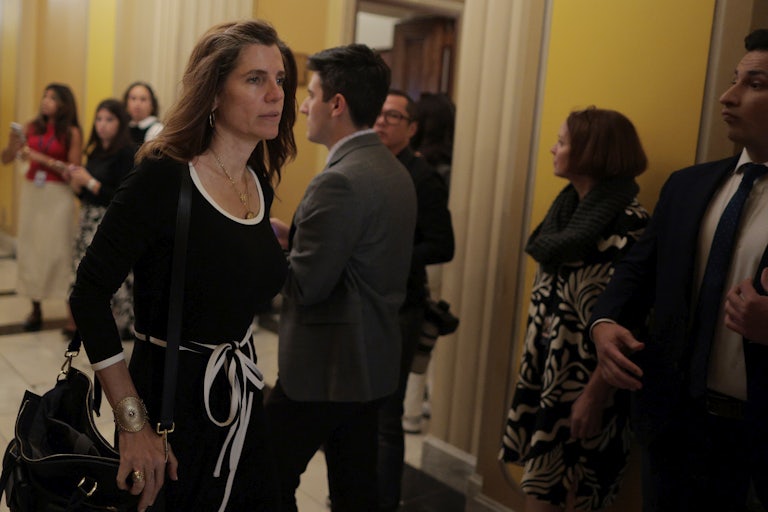 Representative Nancy Mace heads to a meeting with some of Jeffrey Epstein’s accusers at the U.S. Capitol.