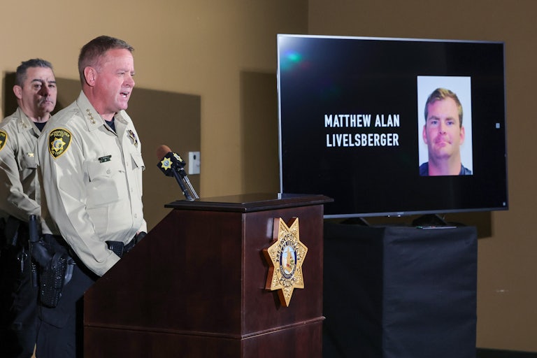 Las Vegas law enforcement display a photo of Matthew Alan Livelsberger