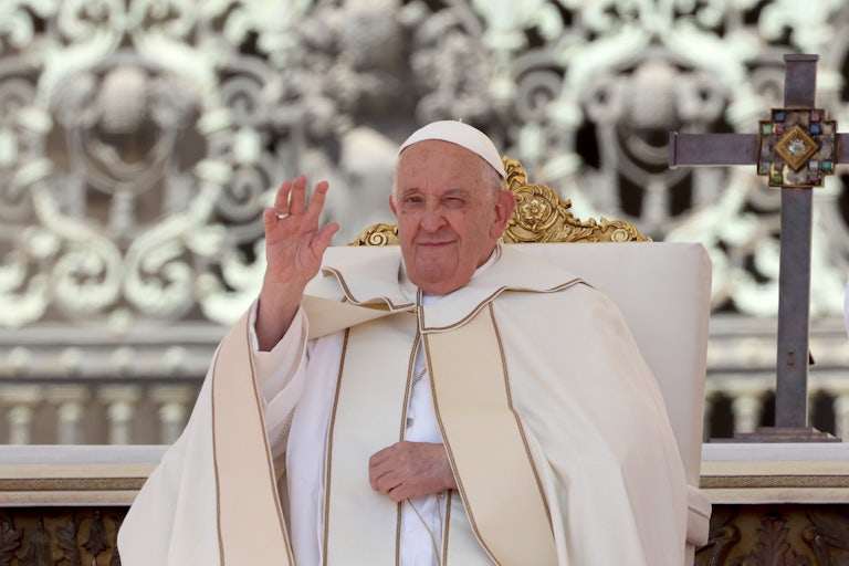 Pope Francis waves