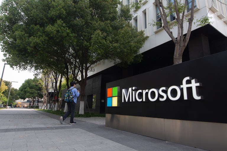 Microsoft sign at headquarters