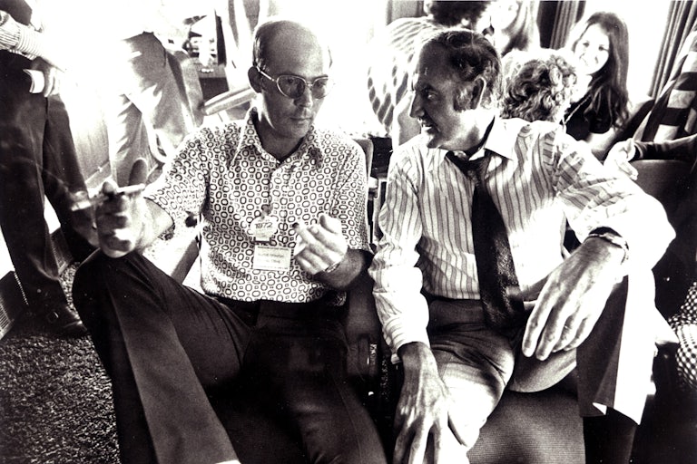 Hunter S. Thompson (left) and George McGovern during the 1972 presidential campaign