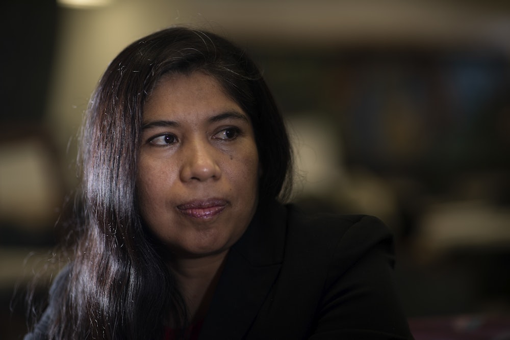 Nely Bautista, a former janitor who was a victim of wage theft