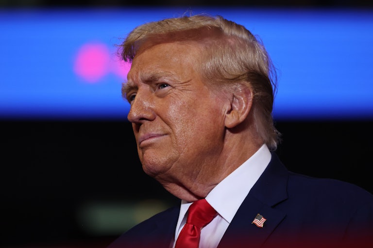 Donald Trump smiles (profile shot)