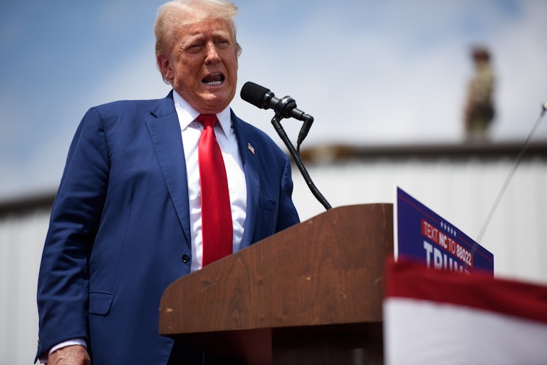 Donald Trump speaks at a campaign event