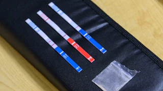 Test strips used to detect the presence of fentanyl