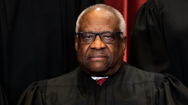A close up of Justice Clarence Thomas