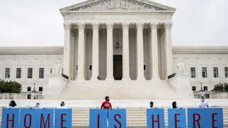 DACA recipients and their supporters rally outside the U.S. Supreme Court in 2020.