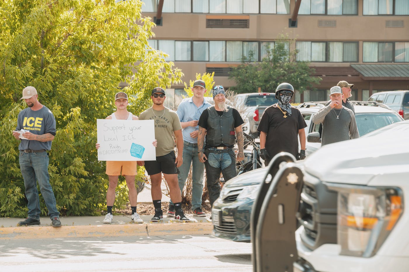 Far-right agitators were handing out "white lives matter" flyers.