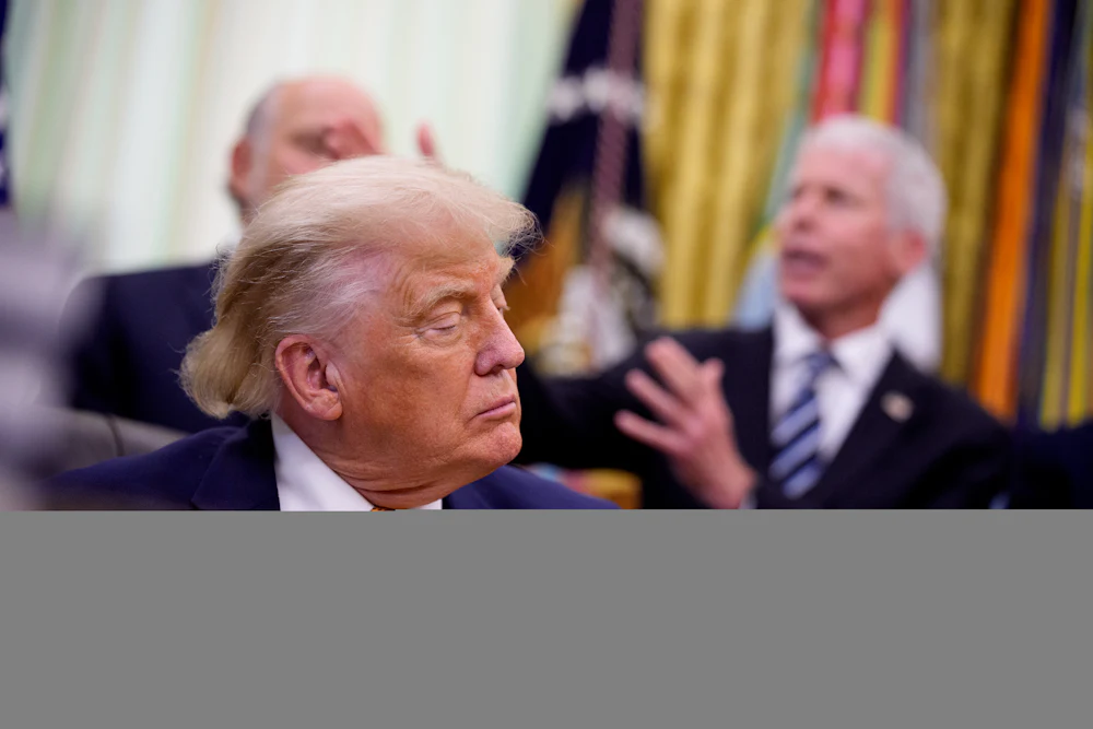 Donald Trump frowns petulantly