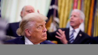 Donald Trump frowns petulantly