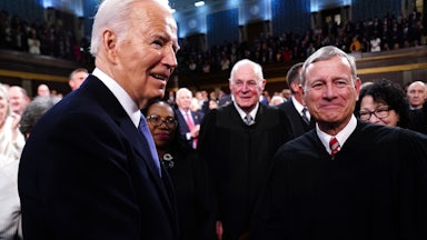Biden greets Chief Justice John Roberts at the State of the Union address