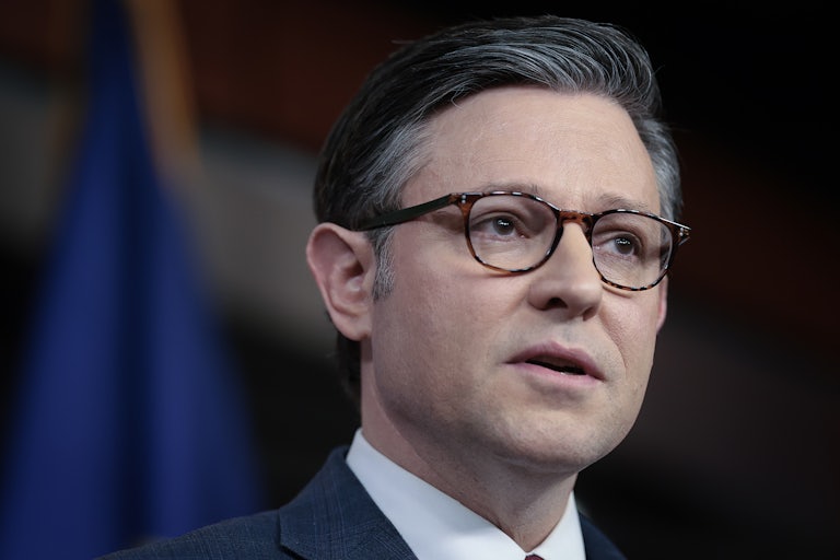 Mike Johnson looks up