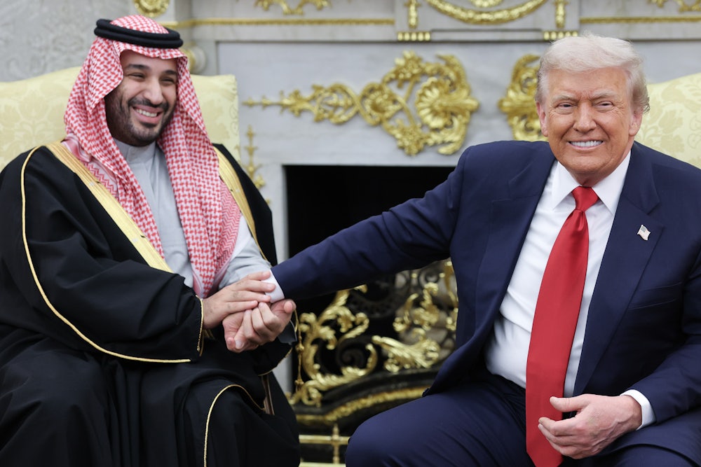 Donald Trump yuks it up with fellow tyrant Mohammed bin Salman of Saudi Arabia.