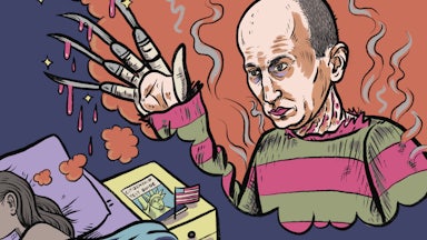 Illustration of Stephen Miller depicted as Freddy Krueger