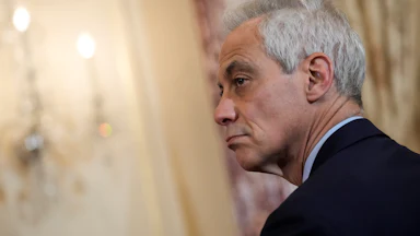 Rahm Emanuel listens during a news conference with U.S. and Japanese leaders at the U.S. Department of State.