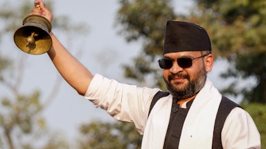 Balendra Shah during a campaign rally in Janakpur