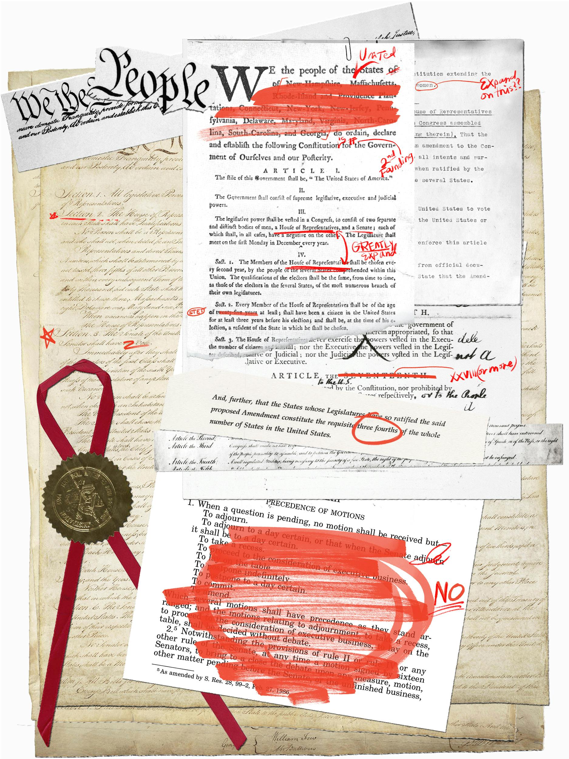A collage of documents from the founding of the United States 