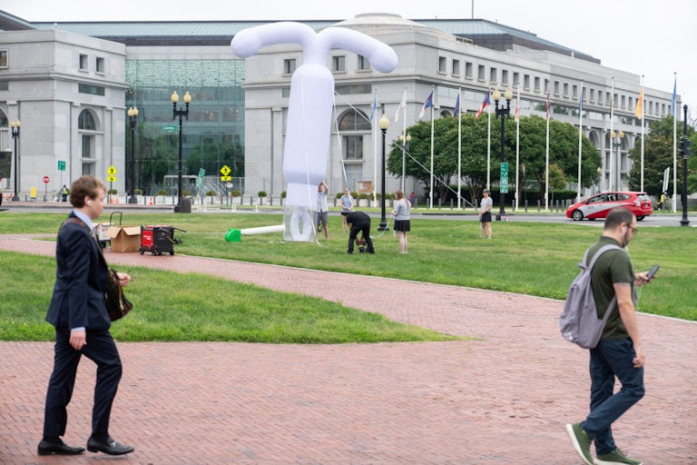 Americans for Contraception unveil a inflatable IUD in Washington