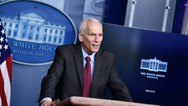 White House Council of Economic Advisers Member Jared Bernstein speaks to reporters at the White House.