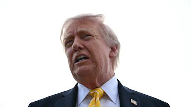 Donald Trump speaks to reporters